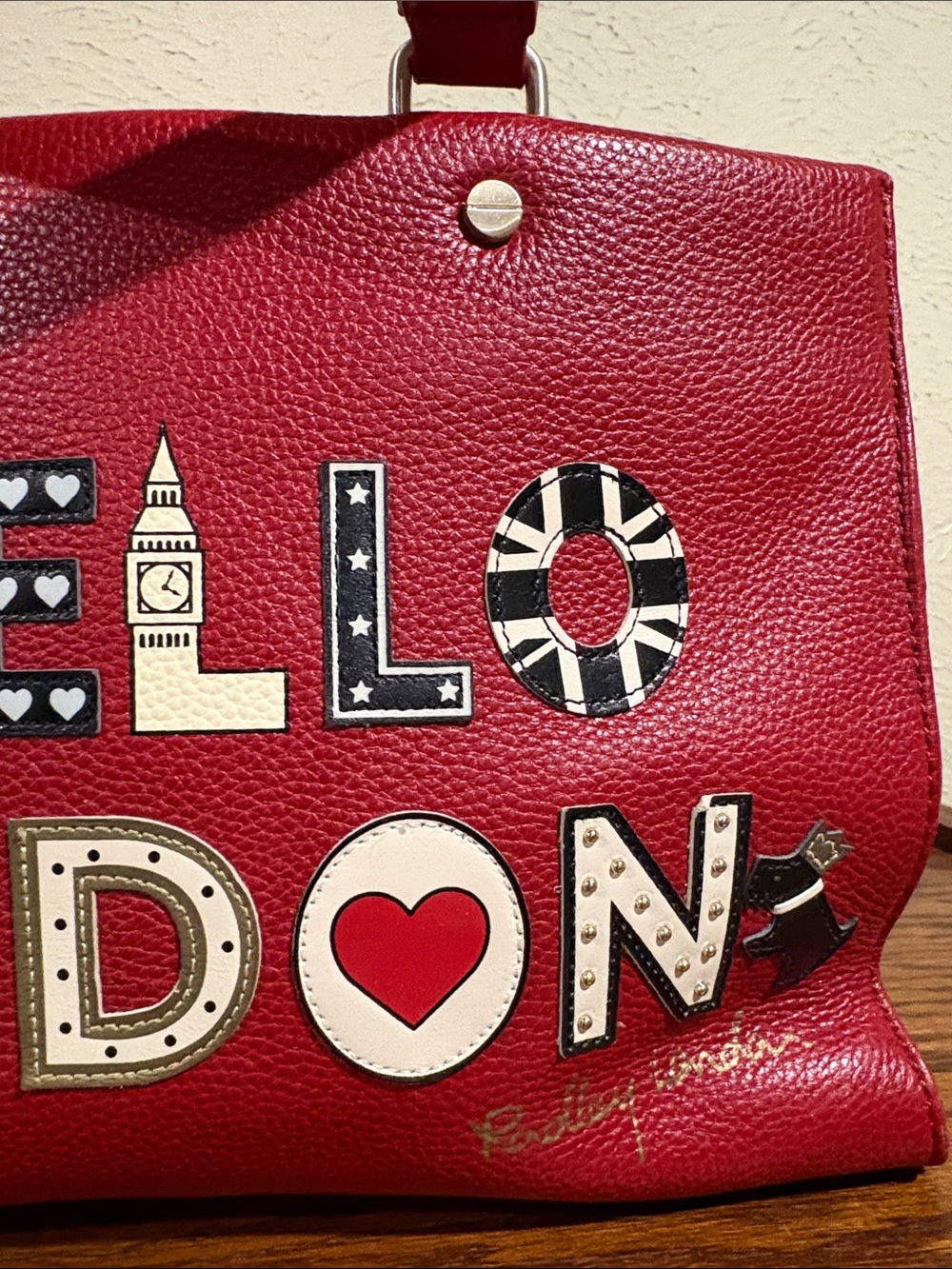 RADLEY LONDON Hello London! Red Purse with Black and White Accents. - Picture 7 of 12